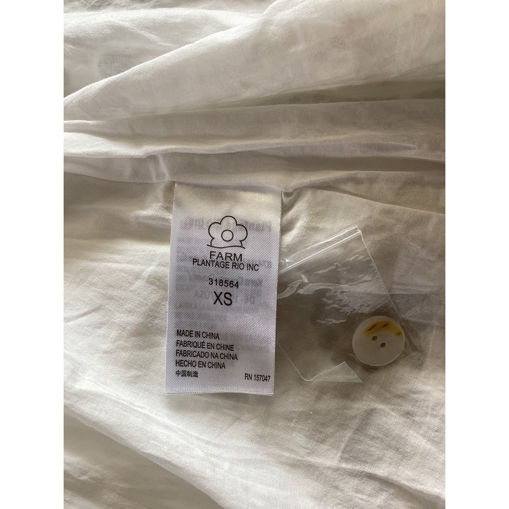 Farm Rio White Richelieu Eyelet Belted Mini Dress XS Embroidered Boho Ruffle - Picture 11 of 12